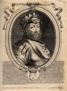 Retrato de Childerico I, rey de los Francos Salians (436-481) - CHILDERIC I Rey de los Francos Salians - grabado de 