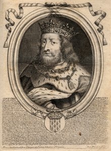 Retrato de Clodoveo I (v. 466 - 511), Rey de los Francos - Retrato de Clodoveo I (466-511), Rey de los Francos - grabado de 