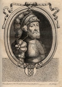Retrato de Dagoberto, Rey de los Francos de 628 a 638 - Dagoberto (605-39) Rey de los Francos - grabado de 