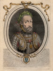 Retrato de Enrique II (1519-1559) Rey de Francia - grabado de 