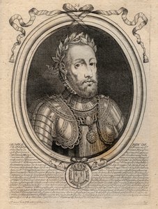 Retrato de Enrique II (1519-1559) Rey de Francia - Grabado de 