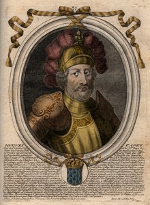 Retrato de Hugo I Capeto (ca. 941 - 996), duque de Francia y luego rey de Francia - Retrato de Hugo I Capeto (c941-996), rey de Francia - grabado de 