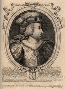 Retrato de Luis V el Holgazán (967 - 987), Rey de Francia - Luis V el Indolente (967-987) grabado de 
