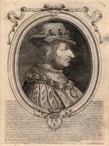 Retrato de Luis XI (1423-1483), Rey de Francia - Retrato de Luis XI de Francia (1423-1483), Rey de Francia - grabado de 
