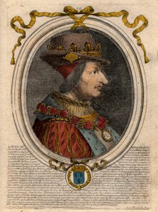 Retrato de Luis XI (1423-1483), Rey de Francia - Retrato de Luis XI de Francia (1423-1483), Rey de Francia - grabado de 