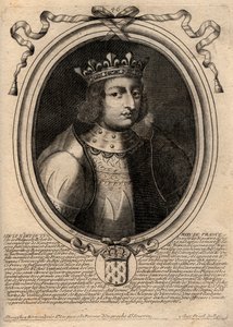 Retrato de Luis X el Obstinado (1289-1316), Rey de Francia y Navarra - Grabado de 