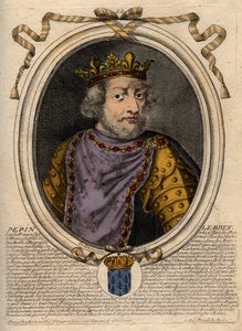 Retrato de Pepino III llamado Pepino el Breve (714-768) rey de Francia - Pepino III (714-768) (Pepino el Breve) Rey de los Francos - grabado de 