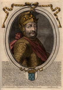 Retrato de Felipe II llamado Felipe Augusto (1165-1223) - Felipe Augusto II (1165-1223) Rey de Francia - grabado de 