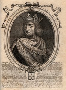 Retrato de San Luis (San Luis, Luis IX (1214-1270) - San Luis IX (1214-70) rey de Francia - grabado de 