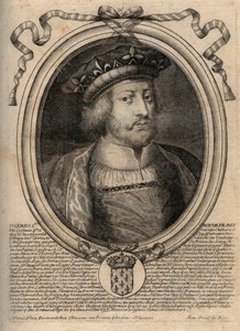 Retrato de Thierry III (ca. 657-691), rey de los francos de Neustria (673-675) y rey de todos los francos (679-691) En el libro está escrito “Thierry I” pero es un error - Teuderico III (Theuderich, Theoderic, Teodorico), rey de Neustria (673-675) y rey de de de Larmessin