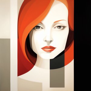 Retrato de chica abstracto minimalista contemporáneo, impresión de arte mural bajo demanda
