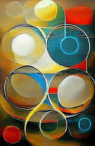Abstracto Multicolor forma circular sobre Lienzo, impresiones artísticas