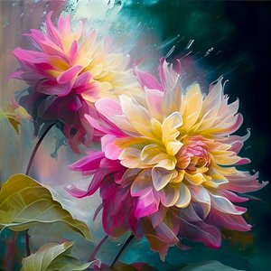 Abstract Pink Dahlias flower Swaying in Icy Breeze, Impresiones artísticas murales