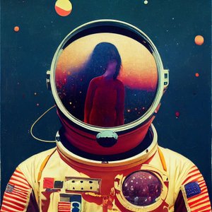 Pintura abstracta astronauta en el espacio, Wall Art | Impresiones en lienzo
