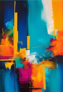 Composición abstracta, color vibrante y cálido, impresión de Arte mural por encargo