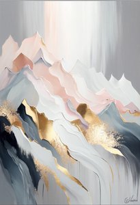 Pinturas abstractas de montañas doradas inspiradas en Olga Suvorova, impresiones artísticas