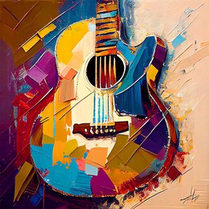 Arte musical abstracto, cuadro guitarra eléctrica a todo color, impresiones en lienzo