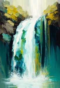 Naturaleza abstracta y Paisaje, pintura de cascada, Wall Art | Impresiones en lienzo