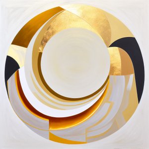 Pintura abstracta, un círculo grande con efecto dorado, Impresiones artísticas