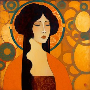 Retrato abstracto de una bella y atractiva mujer asiática, Wall Art | Impresiones en lienzo