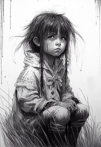  Una niña inocente, Dibujo retrato, impresiones artísticas de F. Abderrahim