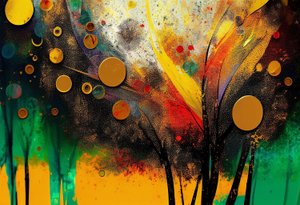Susurros otoñales: Un lienzo digital de naturaleza abstracta