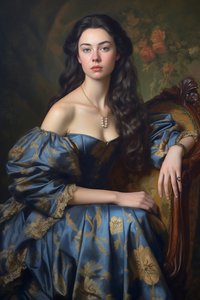 Hermosa dama, Pintura retrato vintage | Impresiones en lienzo