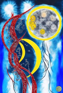 Armonía de la Luna, Pintura acrílica abstracta sobre lienzo