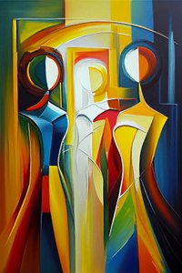 Pintura al óleo abstracta moderna, silueta de mujer, impresión mural de Arte bajo demanda