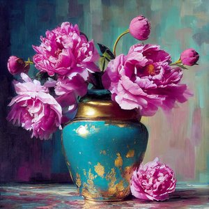 Pintura de flores rosas, arte botánico abstracto, pared Impresión de arte por encargo