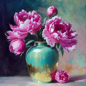 Pintura de flores rosas, dibujo botánico abstracto, Wall Art | Impresiones en lienzo