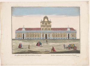 Vista de la Universidad de Nápoles Prospeto esteriore degli Studi Publici di Napoli (título sobre el objeto) de familie Remondini (attributed to)