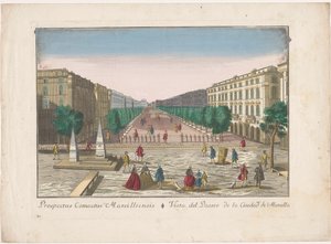 Vista de un paseo marítimo en Marsella Vista del paseo de la ciudad de Marsella (título sobre objeto) de familie Remondini (attributed to)