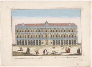 Vista del Palacio Real de Nápoles Facciata del palazzo del vicere en Napoli (título sobre objeto) de familie Remondini (attributed to)