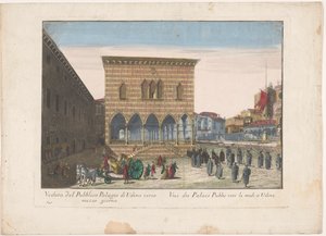 Gezicht op het Stadhuis te Udine Vista del Palacio Público de Udine hacia el mediodía (título sobre objeto) de familie Remondini (attributed to)