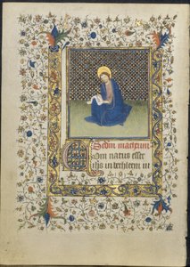 Hoja de un Libro de Horas: San Mateo de follower of Limbourg Brothers