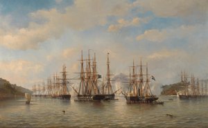 Escuadras holandesa, inglesa, francesa y estadounidense en aguas japonesas durante la expedición dirigida por el comandante francés Constant Jaurès, septiembre de 1864 de jonkheer Jacob Eduard van Heemskerck