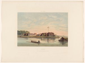 Fuerte Zeelandia en Paramaribo Surinam. Vista de Fort Zelandia en Paramaribo (título sobre objeto)