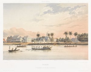 Casa de Gobierno y plaza en Paramaribo Vistas desde las Indias Occidentales de los Países Bajos (título de la serie) de jonkheer Jacob Eduard van Heemskerck