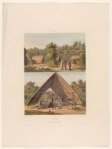 Campamento de Arowaks Surinam. Un campamento indio Arowakka (título sobre el objeto)