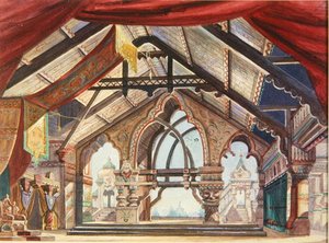 Diseño de escenario para La Doncella de Nieve de Rimsky-Korsakov de karl Fyodorovich Valz