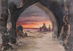 Diseño de escenario para la obra Rupture Grass de E. Goslavsky de karl Fyodorovich Valz
