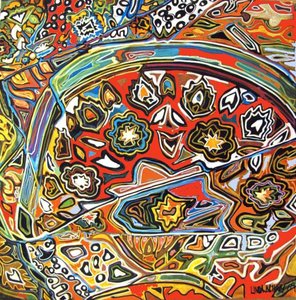Detalle pf Egyptian wprl, 2016 (mixta, acrílico, tinta, óleo) de linda arthurs