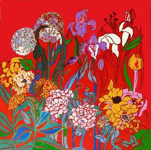 Flores en el jardín de Adiana, 2016 (mixta, acrílico, tinta, óleo)
