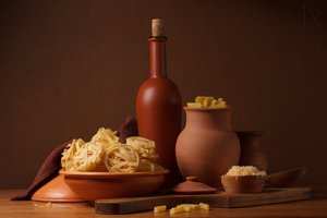 Naturaleza muerta en una cocina italiana de magnola