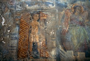 Ángel, fresco en la iglesia de Plemeniana, Creta, Grecia de Theodore Charles Ange Coquelin