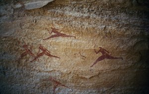 Arqueros corriendo, pintura rupestre, Tassili n