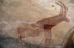Animal con pezuñas, pintura rupestre, Sephar, Tassili n