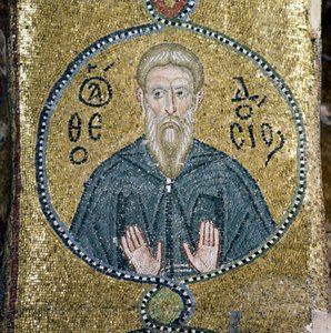 Santo, mosaico en la iglesia principal del monasterio de Nea Moni (Lista del Patrimonio Mundial de la Unesco) de Theodore Charles Ange Coquelin