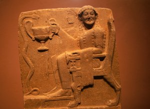 Estela con relieve que representa deidades y serpientes, de Esparta, Grecia de Theodore Charles Ange Coquelin
